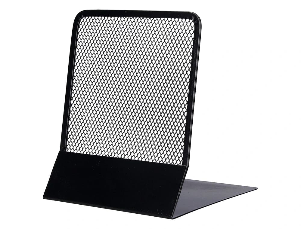 Apoyalibros metalico q-connect kf15098 rejilla negro juego 165x152x135 mm