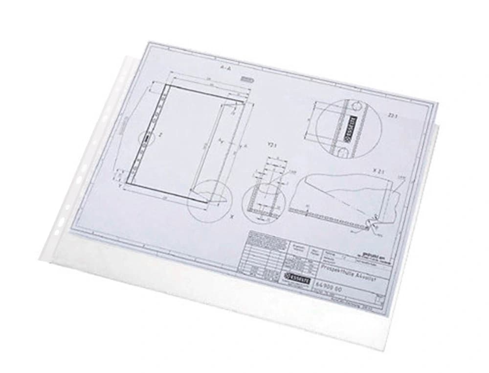 Funda multitaladro q-connect din a3 apaisada 80 micras cristal con apertura superior - bolsa de 10