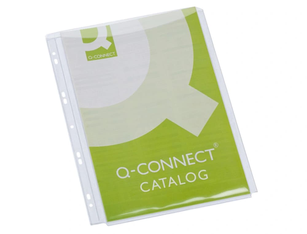 Funda multitaladro q-connect con fuelle din a4 pvc 180 mc bolsa de 5 unidades