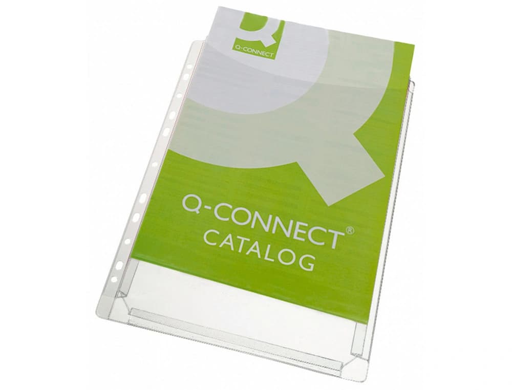 Funda multitaladro q-connect con fuelle din a4 pvc 180 mc bolsa de 5 unidades