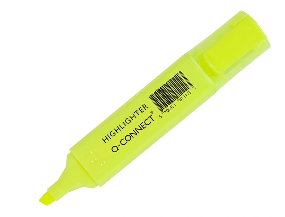 Rotulador q-connect fluorescente punta biselada caja de 6 unidades colores surtidos