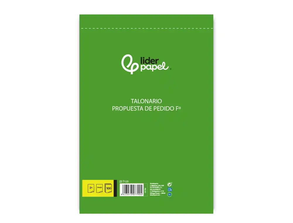 Talonario liderpapel pedidos folio original 125