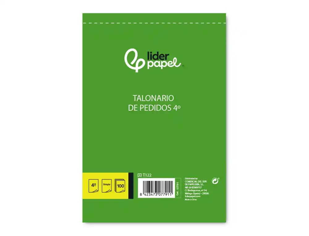 Talonario liderpapel pedidos cuarto original 122