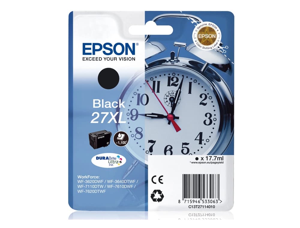 Ink-jet epson 27xl wf 3620 / 3640 / 7110 / 7610 / 7620 negro -1.100 pag-
