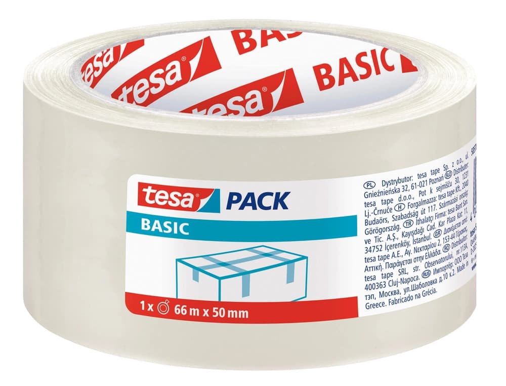 Cinta adhesiva tesa basic 66 m x 50 mm para embalaje