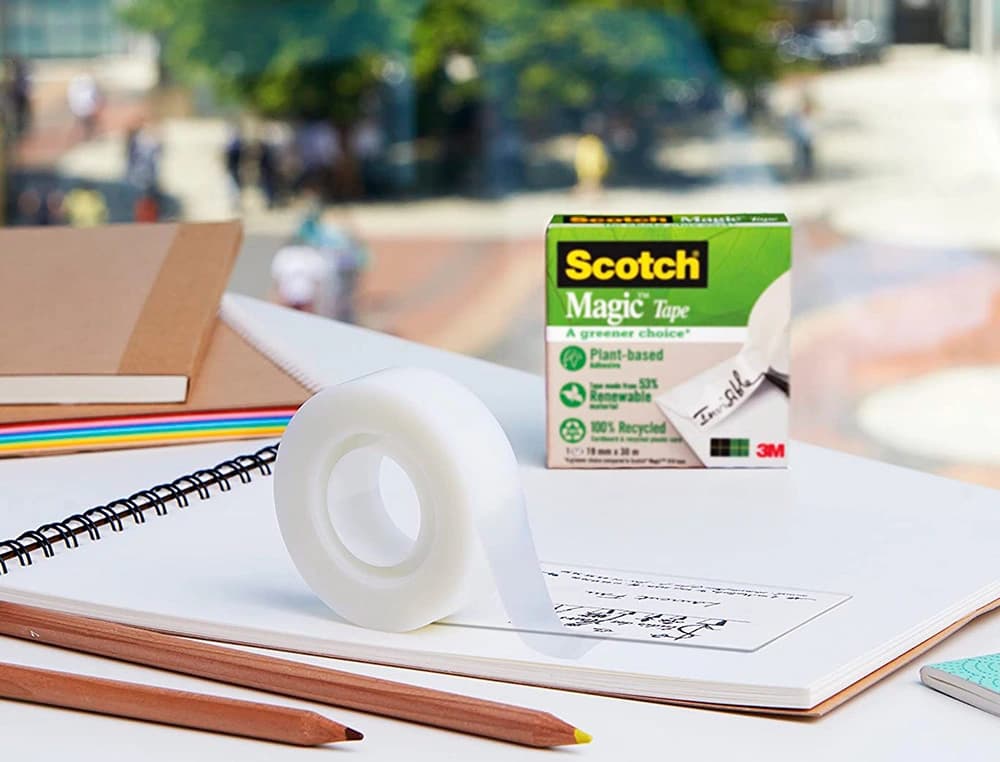 Portarrollo sobremesa scotch c38 color negro incluye 3 cintas scotch magic 33 mt x 19 mm