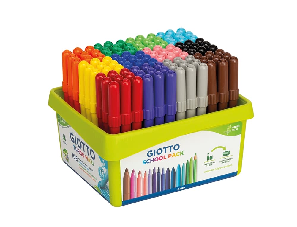 Rotulador giotto turbo maxi school pack de 108 unidades 12 colores x 9 unidades