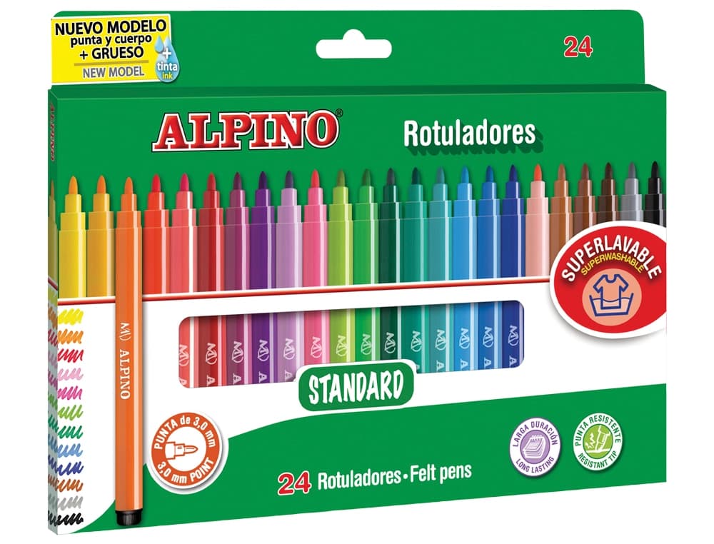 Rotulador alpino standard caja de 24 unidades colores surtidos