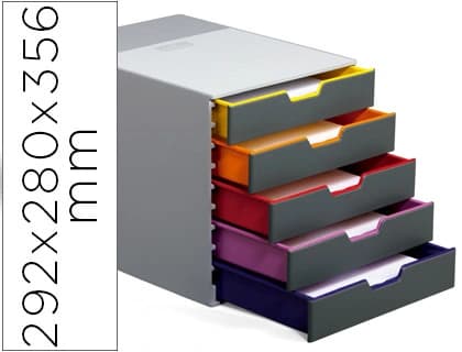 Durable Fichero cajones de sobremesa durable varicolor apilables 5 cajones plastico 292x280x356 mm