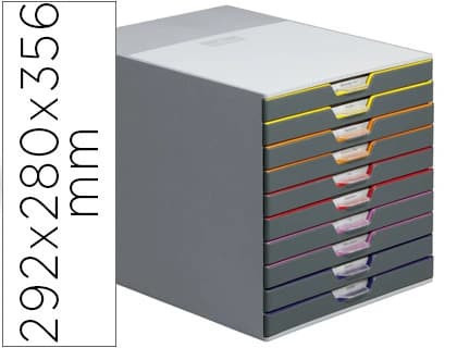 Durable Fichero cajones de sobremesa durable varicolor apilables 10 cajones plastico 292x280x356 mm