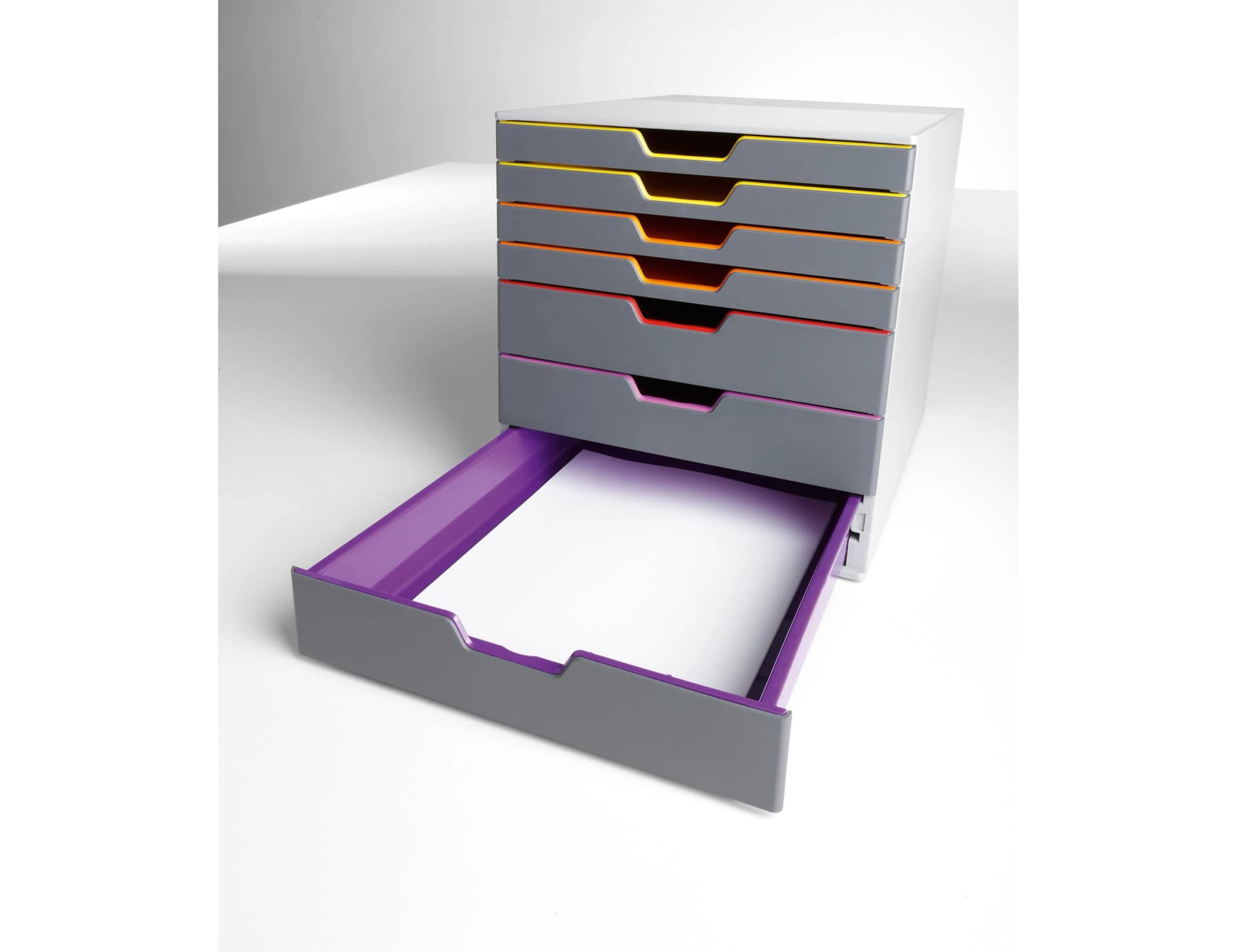 Fichero cajones de sobremesa durable varicolor apilables 5 cajones plastico 292x280x356 mm