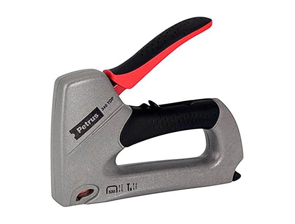 Grapadora petrus clavadora 340 top bricolaje cuerpo de aluminio ajuste de potencia utiliza grapas nº530 y clavos nº8