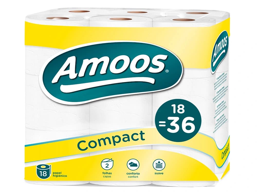 Papel higienico amoos doble largo 2 capas 32 mt paquete de 18 rollos rollos