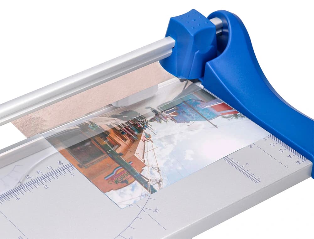 Cizalla q-connect metalica de rodillo de 44 cm con base de aluminio