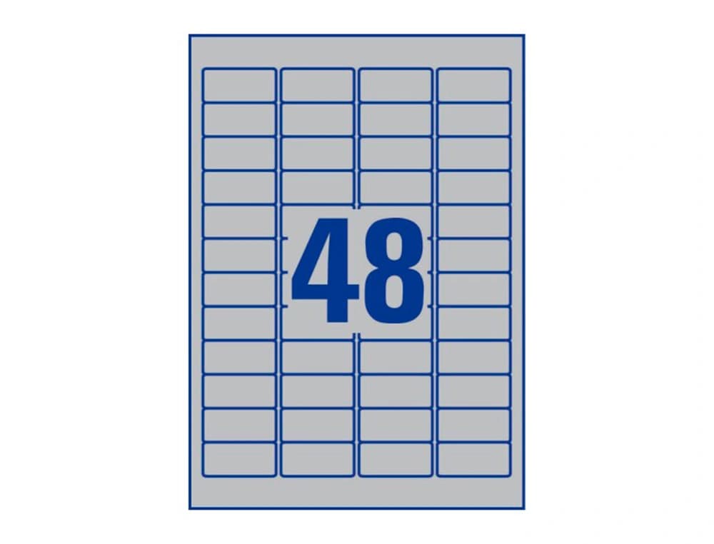 Etiqueta adhesiva resistente avery poliester plata 1,2 mm 45,7x21,2 mm laser pack de 960unidades