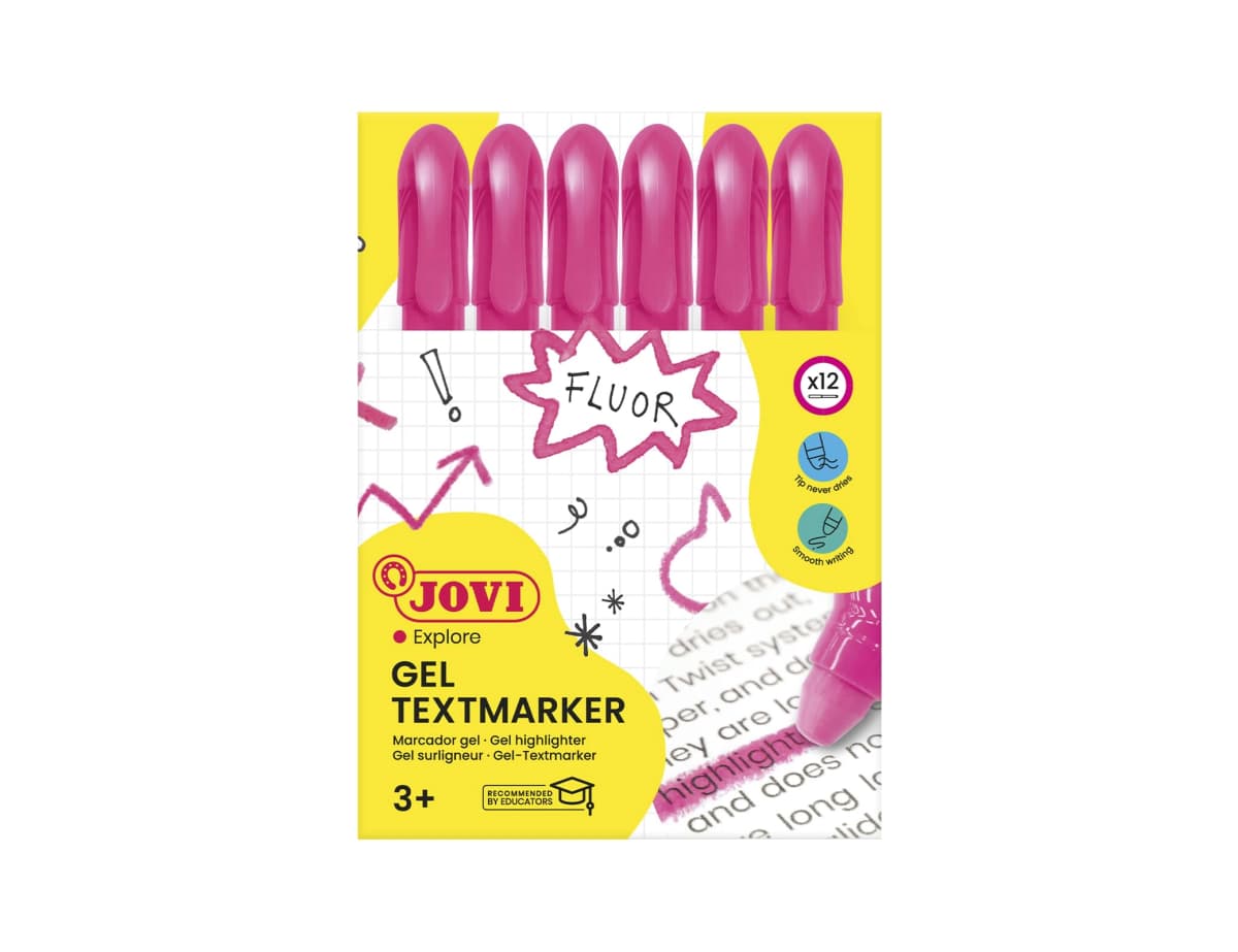 Marcador de cera gel jovi fluorescente caja de 12 unidades