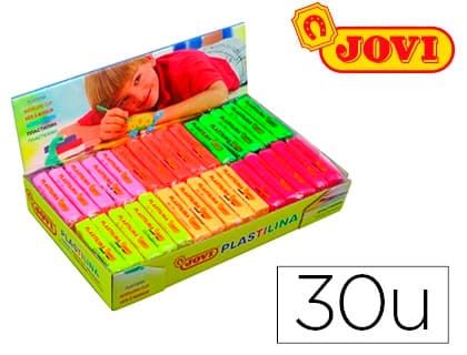 Jovi Plastilina Jovi 70 caja de 30 pastillas de 50 g, 6 colores neón