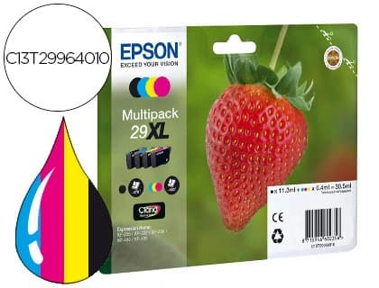 Epson Pack de 4 cartuchos de tinta originales Epson 29XL en negro, amarillo, cian y magenta para XP435, XP330 y XP235