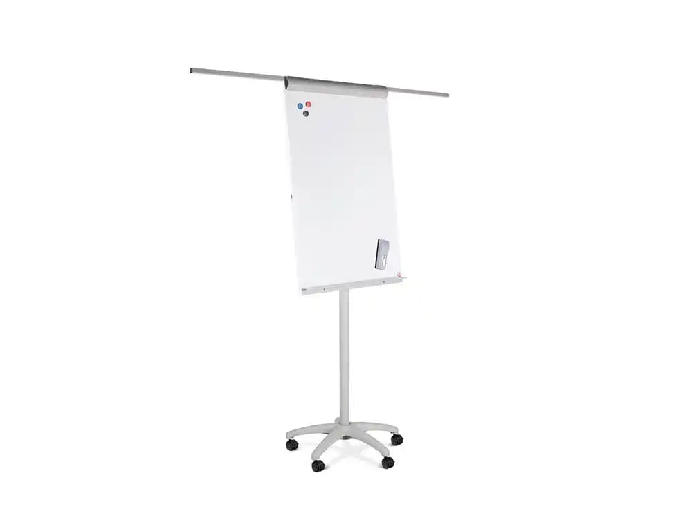Pizarra blanca rocada para conferencias metalica lacada magnetica con ruedas 68x104 cm