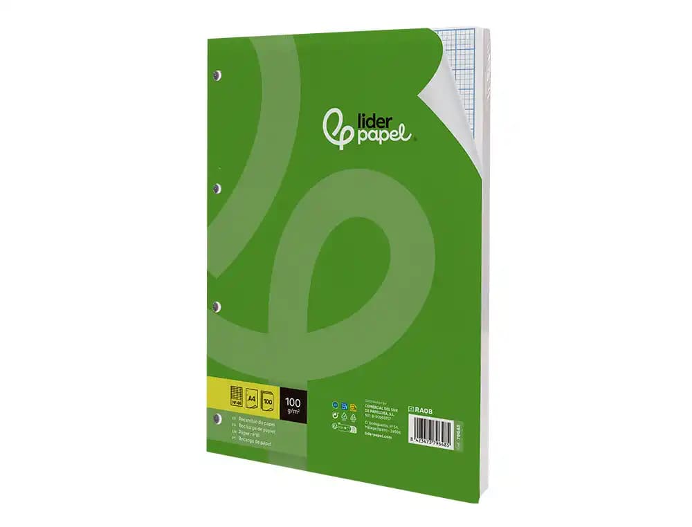 Recambio liderpapel a4 100 hojas 100gr rayado nº 46 4 taladros