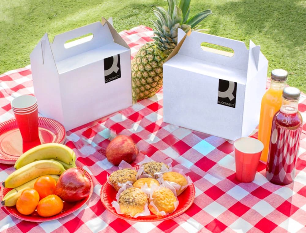 Caja maletin con asa q-connect carton para envio y transporte 355x120x258 mm