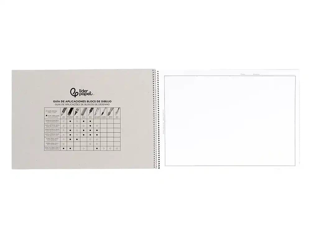 Bloc dibujo liderpapel lineal espiral 460x325 mm 20 hojas 180 gr/m2 con recuadro perforado