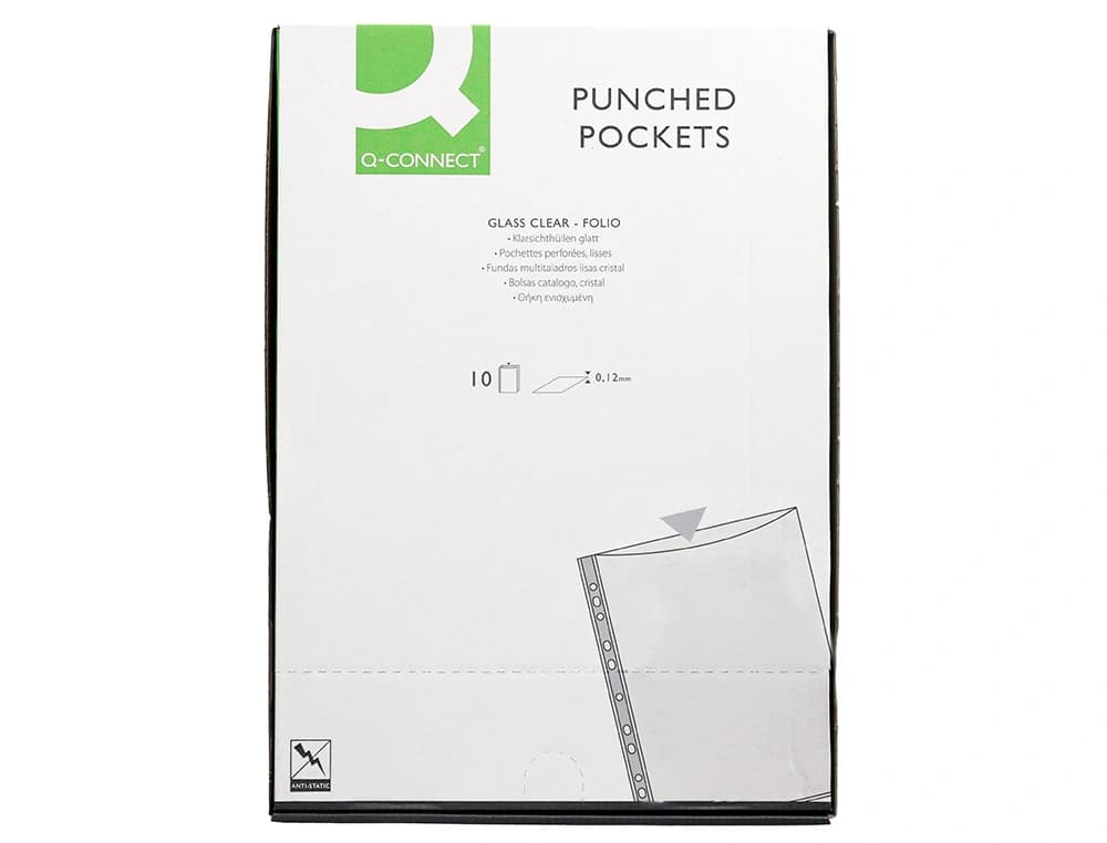 Funda multitaladro q-connect folio 120 mc cristal bolsa de 10 unidades