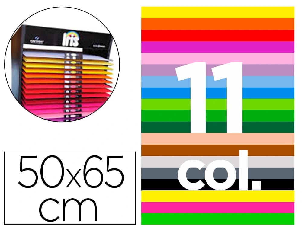 Guarro Cartulina Guarro 50x65 cm contenido \"d\" 25 hojas x 11 colores 185 gr