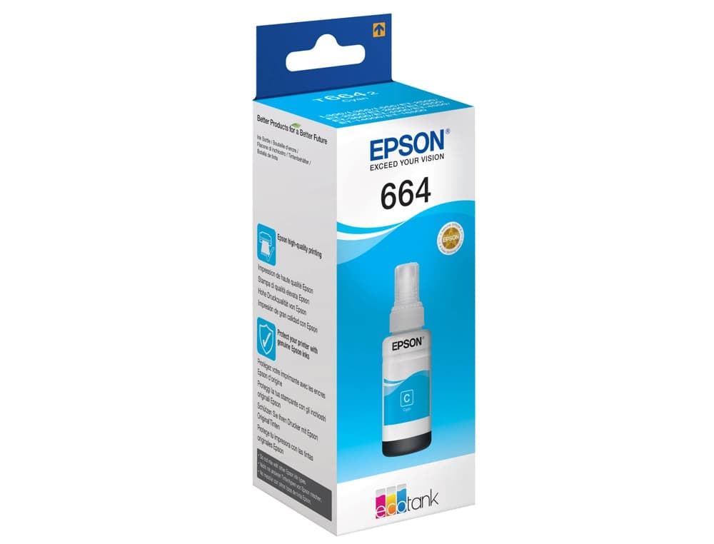 Tinta epson t6642 et2500/2550/ /14000/l475/565/575/4500 cian botella 70 ml 6.500 pag
