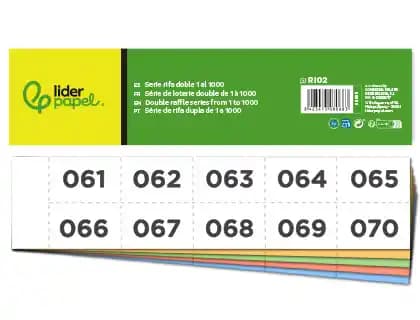 Tira de rifa liderpapel doble 1 al 1000