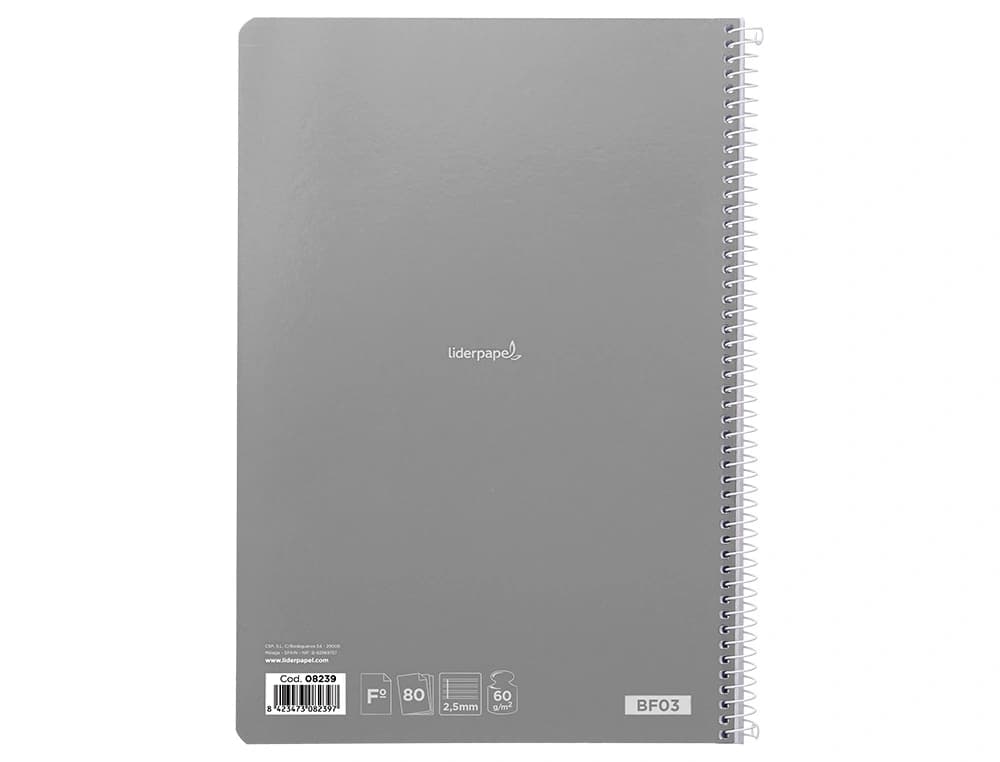 Cuaderno espiral liderpapel smart tapa blanda 80h pauta 2,5mm con margen colores surtidos