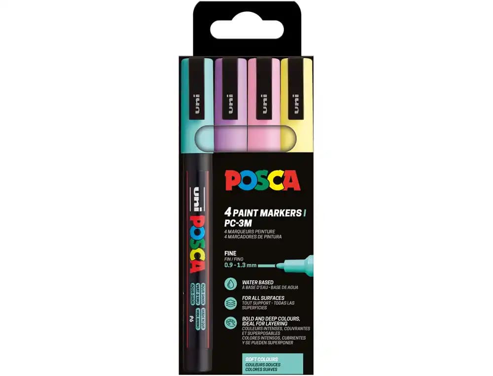 Posca Rotulador uni posca pc-3m/4c estuche de 4 unidades colores pastel surtidos