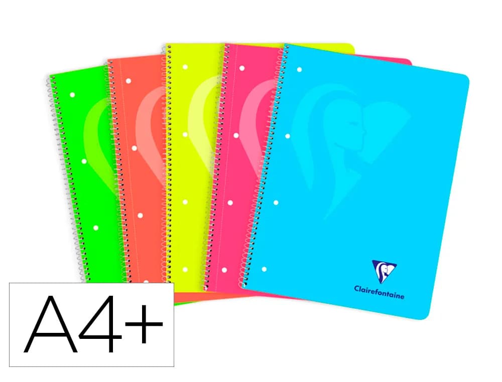 Clairefontaine Cuaderno espiral clairefontaine din a4+ 120 hojas 90 gr tapa plastico microperforado cuadro 5 mm
