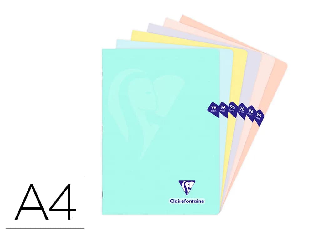 Clairefontaine Libreta clairefontaine din a4 tapa plastico translucido flexible 48 hojas 90 gr cuadro 5 mm colores pastel