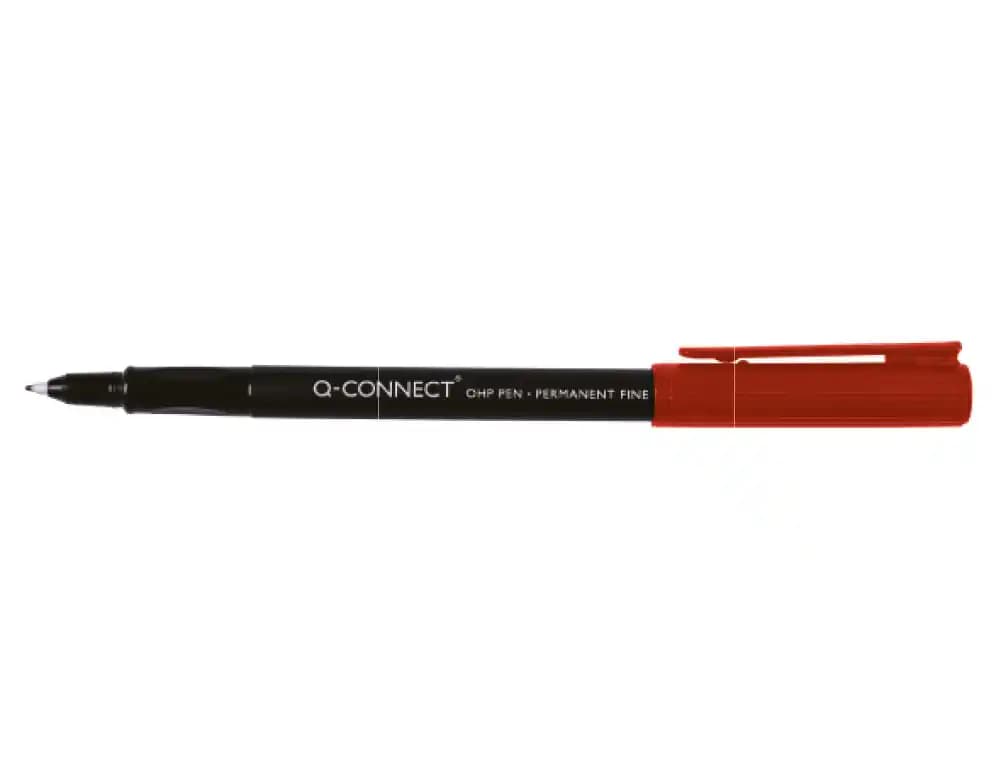 Rotulador permanente Q-Connect de punta de fibra superfina de 0,5 mm para retroproyección – Rojo