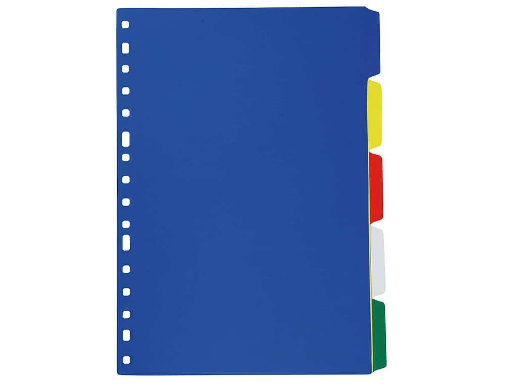 Separador liderpapel plastico juego de 5 separadores folio 16 taladros
