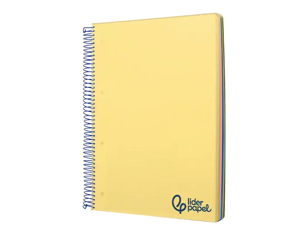 Cuaderno espiral liderpapel a4 micro wonder tapa plastico 120h 90gr cuadro 5mm 5 banda 4 taladros
