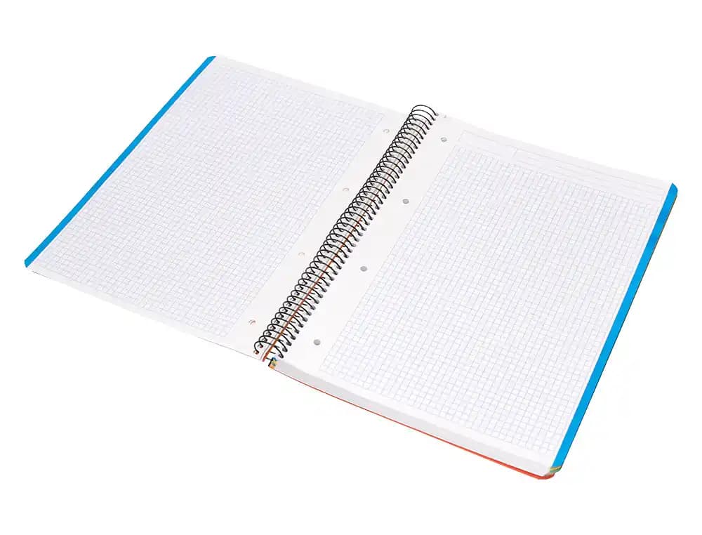 Cuaderno espiral liderpapel a4 micro wonder tapa plastico 120h 90gr cuadro 5mm 5 banda 4 taladros