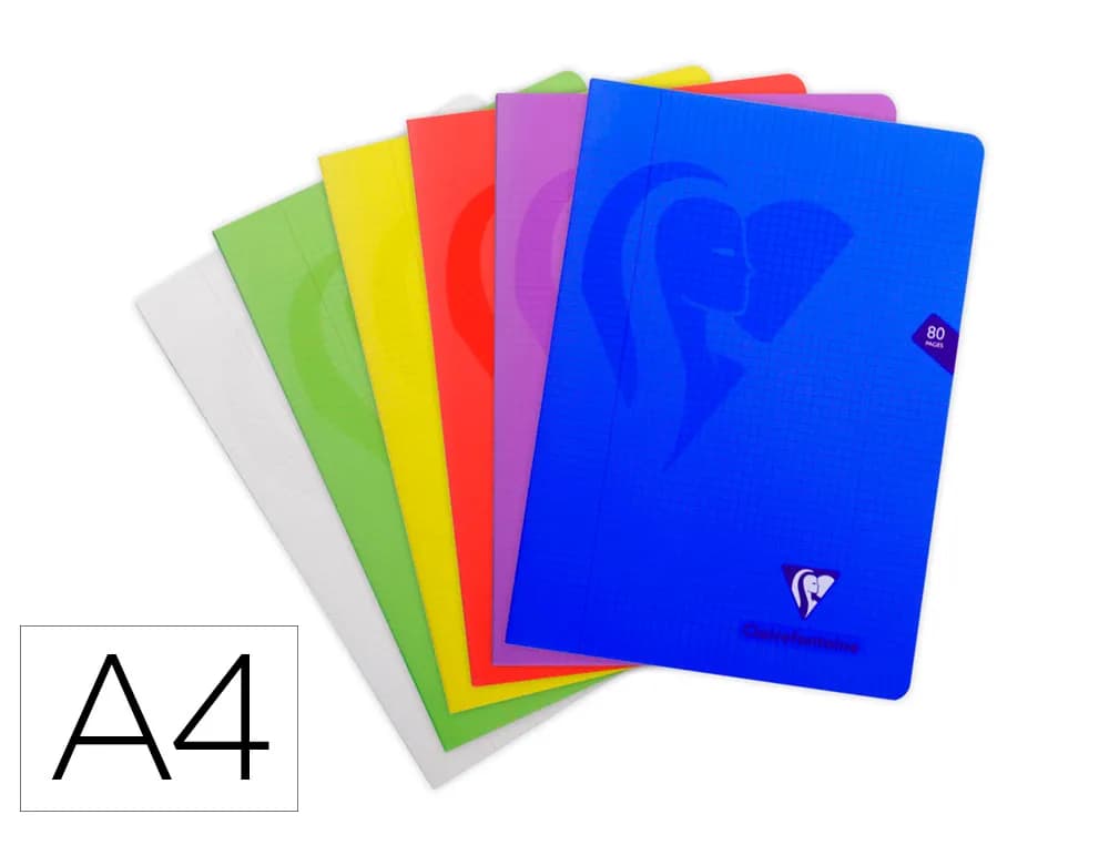 Clairefontaine Libreta clairefontaine din a4 48 hojas polipropileno cuadro 4 mm colores surtidos