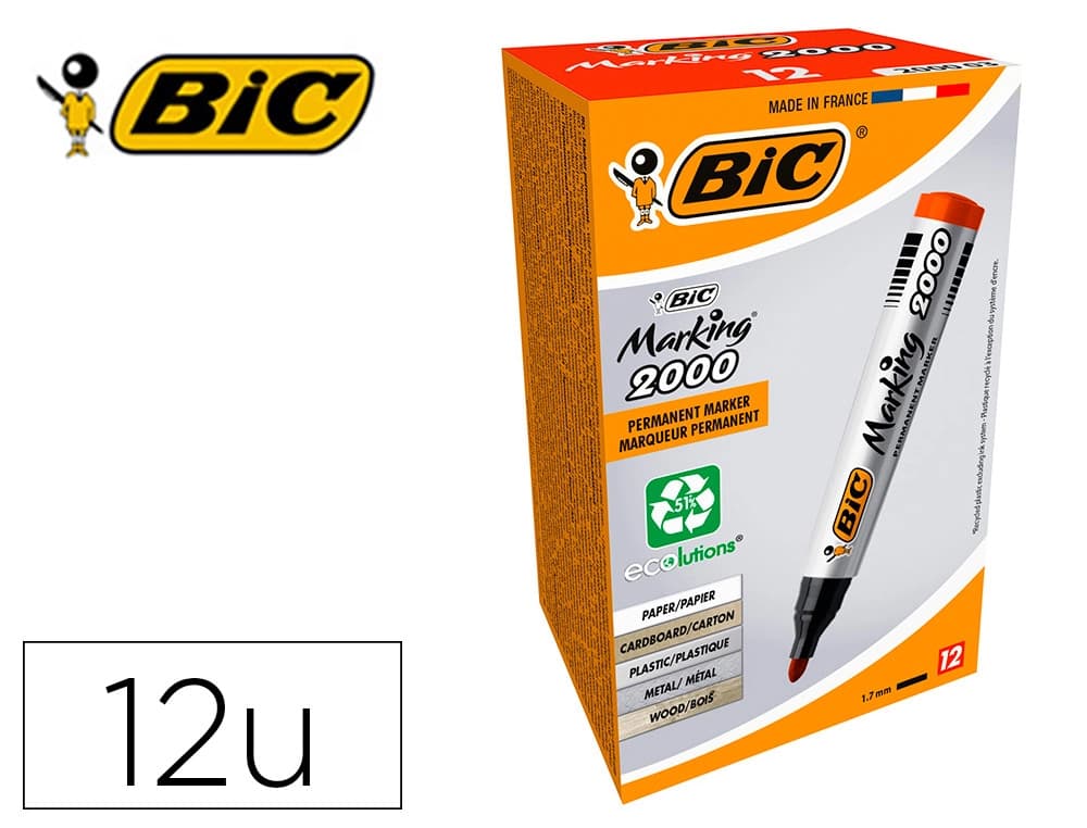 Bic Rotulador bic marcador eco permanente marking 2000 trazo 1,7 mm caja de 12 unidades