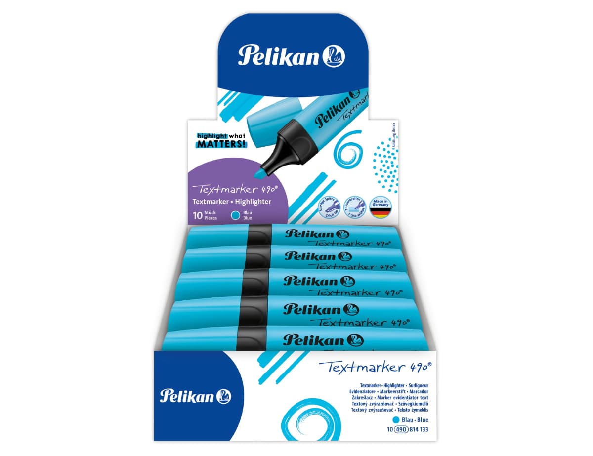 Rotulador fluorescente Pelikan Textmarker 490 de punta biselada – Azul