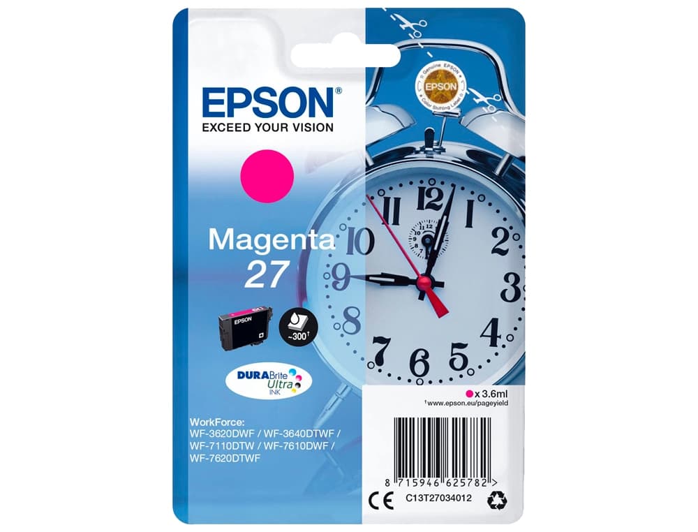 Ink-jet epson 27 wf-3620 / 711 0/ 7610 / 7620 magenta 300 pag