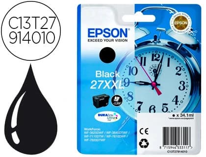 Epson Ink-jet epson 27xxl wf3620 / 3640 / 7110 / 7610 / 7620 negro 2.200 pag