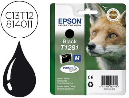 Epson Cartucho de tinta original Epson T1281 negro para Stylus S22 y SX125, 170 páginas