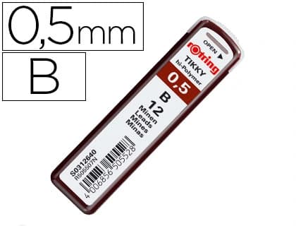 Rotring Minas Rotring grafito 0,5 mm b estuche de 12 minas