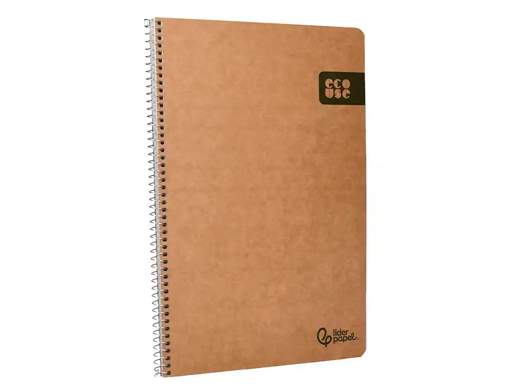 Cuaderno espiral liderpapel a4 ecouse tapa cartulina kraft 80h papel reciclado 80gr cuadro 4mm con margen