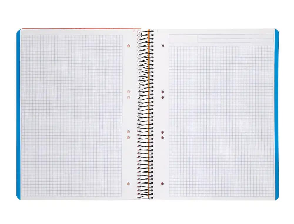 Cuaderno espiral liderpapel a5 micro wonder tapa plastico 120h 90gr cuadro 5mm 5 bandas 6 taladros