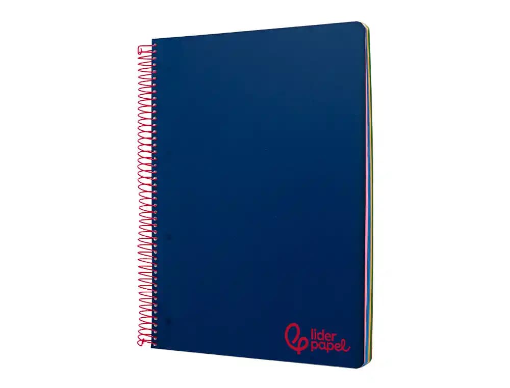 Cuaderno espiral liderpapel a5 micro wonder tapa plastico 120h 90gr cuadro 5mm 5 bandas 6 taladros color azul marino