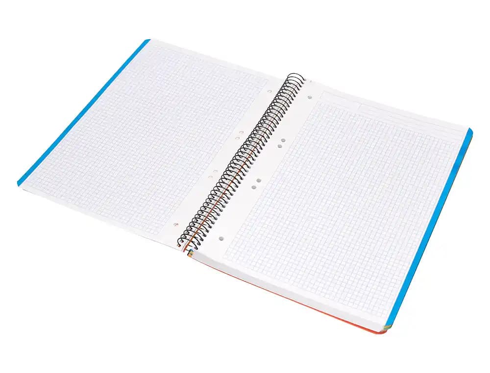 Cuaderno espiral liderpapel a5 micro wonder tapa plastico 120h 90gr cuadro 5mm 5 bandas 6 taladros color azul marino