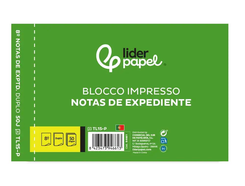 Talonario liderpapel notas de expediente octavo duplo texto en portugues